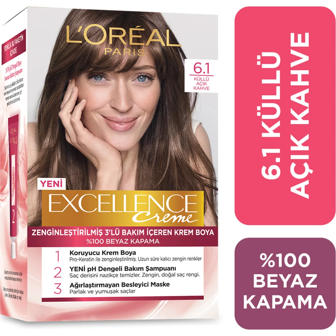L'Oréal Paris Excellence Creme Saç Boyası - 6.1 Küllü Açık Kahve